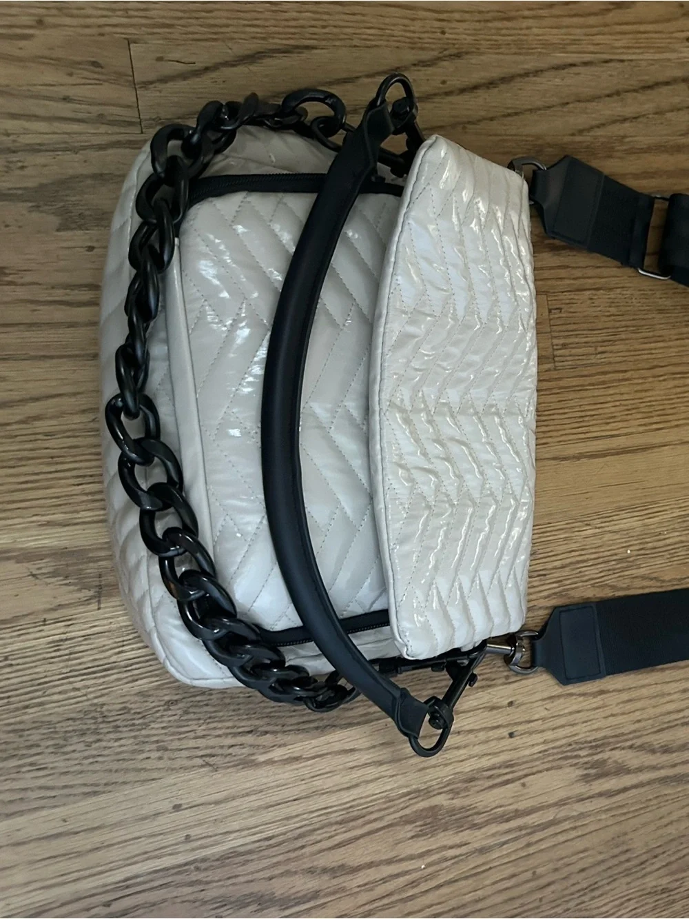 THINK ROYLN Muse Moto Quilted Crossbody Bag with Black Chain Strap